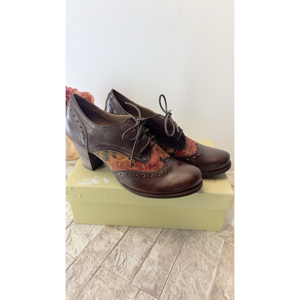 L'Artiste by Spring Step Women Brown Leather Marivel Heeled Oxfords US Sz 9 (40) - Picture 8 of 16